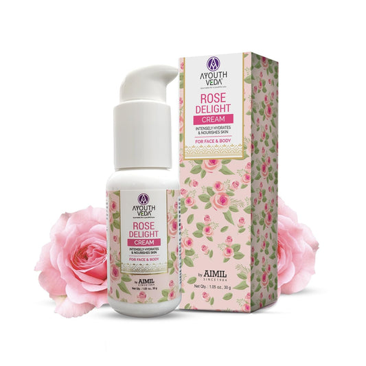 Ayouthveda Rose Delight Face Cream for Women & Men | With Real Rose Extracts & Sunflower Oil | Natural Moisturizer for Hydrated & Nourished Skin | For All Skin Types (30g)