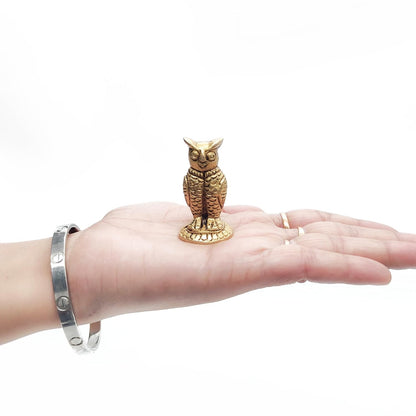 Brass Animal Owl Sculpture Statue Handcrafted Decorative Showpiece Idol for Home, Office Dcor (Height : 4.5cm Length | Weight : 57gm Approxe)
