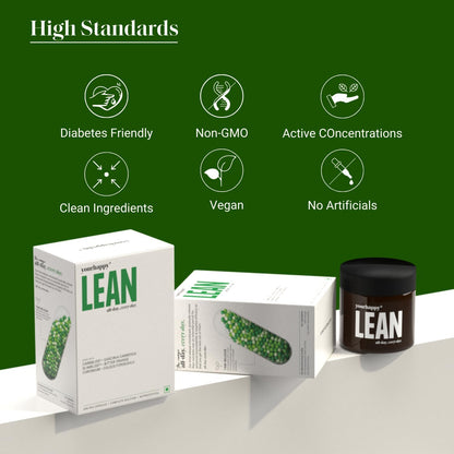 YourHappyLife Lean - 60 Capsules | Weight Management Supplements for Men & Women | Garcinia Cambogia | Boosts Metabolism & Controls Cravings | Fat Burner