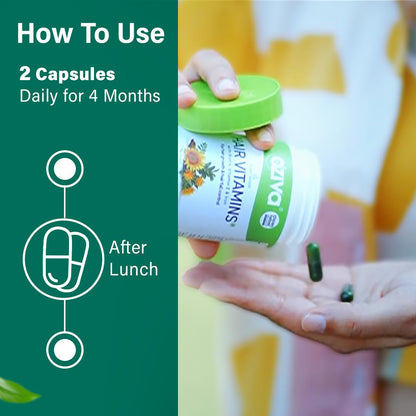 OZiva Hair Vitamin Capsules for Hair Growth & Hair Fall Control,100% Natural with Biotin, Iron, DHT Blocker & Vitamin E,Clinically Proven Hair Growth Supplements for Women & Men,60 capsules