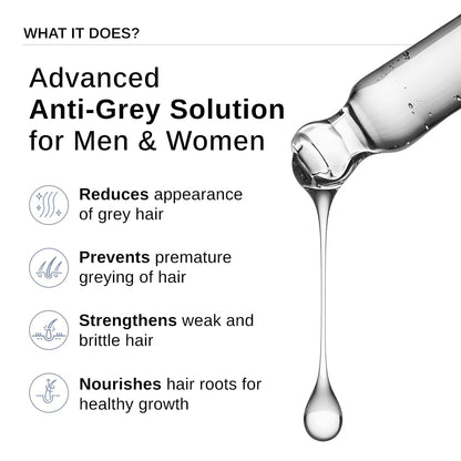 Bare Anatomy Advanced Anti-Grey Serum | Reduces Hair Greying | Silverfree Peptide + Biotin + Rosemary | Fast Absorbing, Odorless, Non-Sticky | Clinically proven formula For Men & Women | 50ml