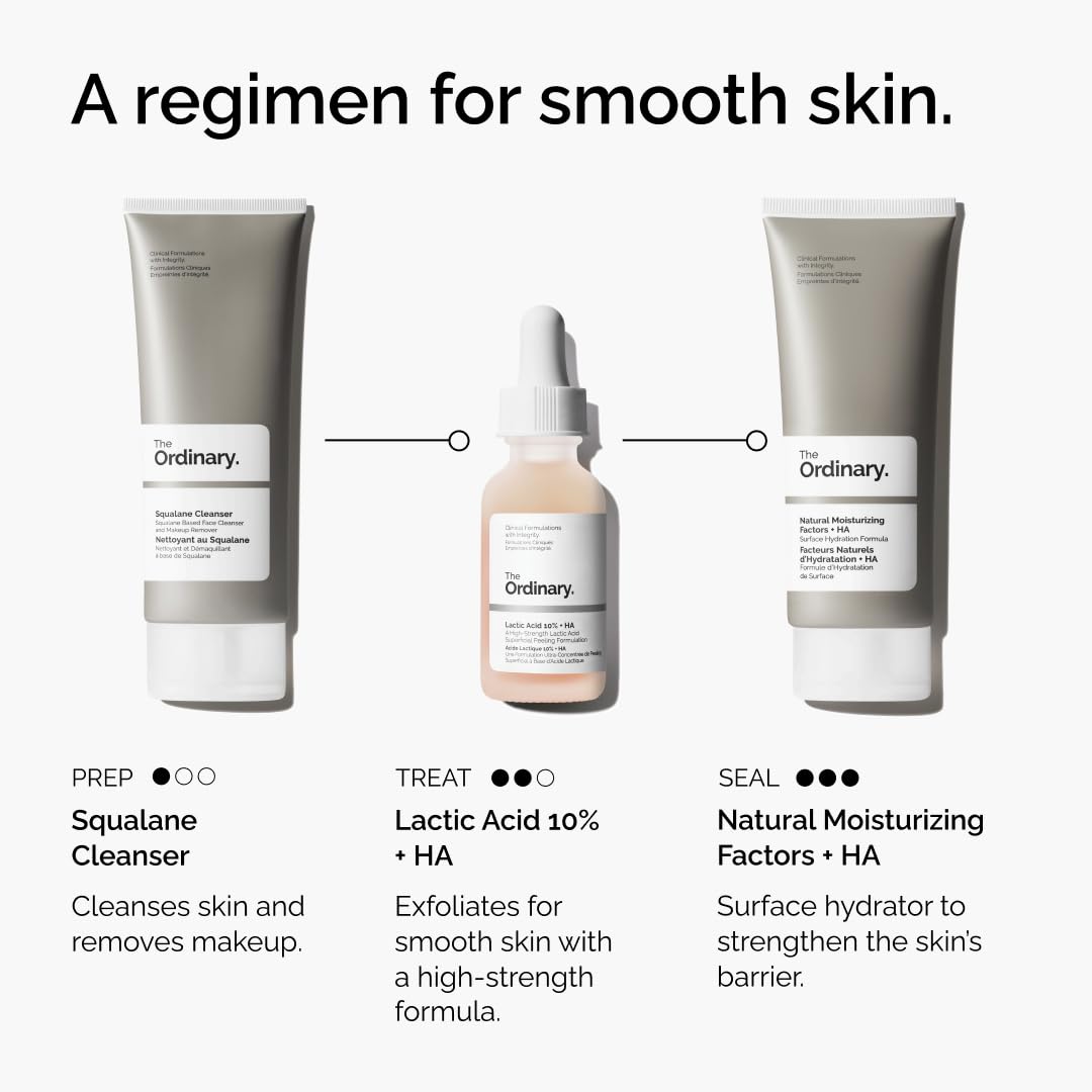 Three skincare products with labels and descriptions on a white background