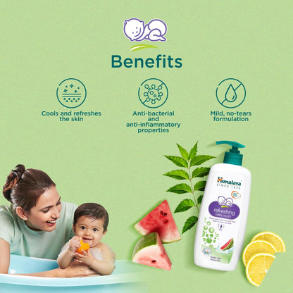 Himalaya Refreshing Baby Wash 400ml | No tears formula |with Watermelon, Neem & Lemon| Keeps baby's skin cool & fresh