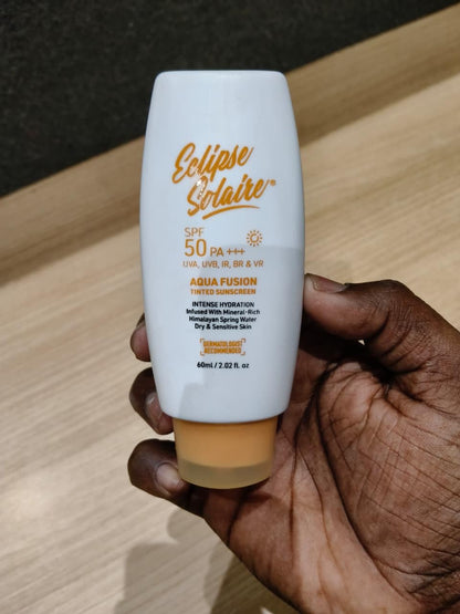 Eclipse Solaire Aqua Fusion Sunscreen SPF50 | 5X Protection with SPF 50 PA+++ | Infused with Himalayan Spring Water | Non-Greasy, For All Skin Types – 60ml