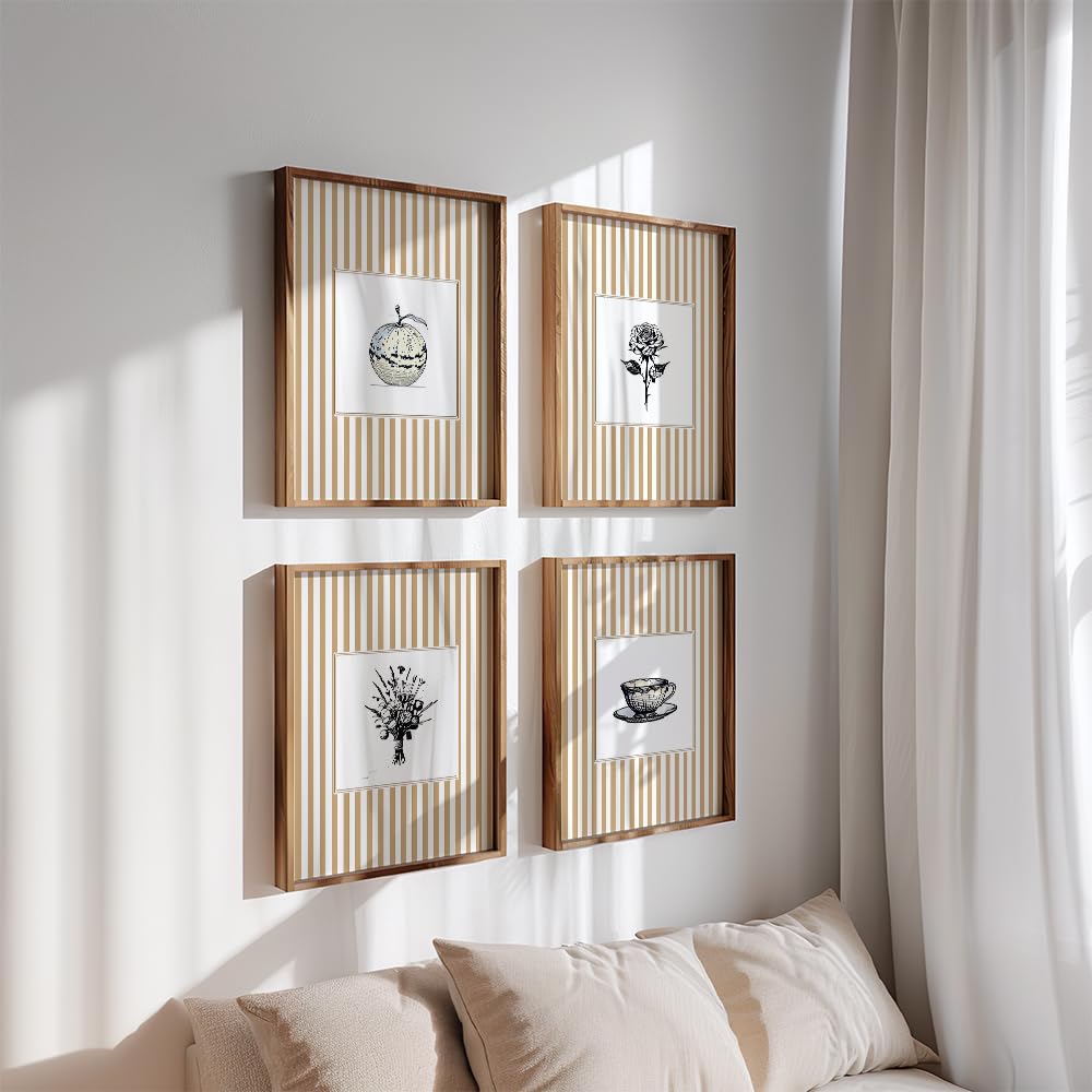 Set of 4 Floral Wall Painting for Bedroom & Paintings for Living Room Wall Decor - (10.5X13.5 Inch, Wall Art Paintings)