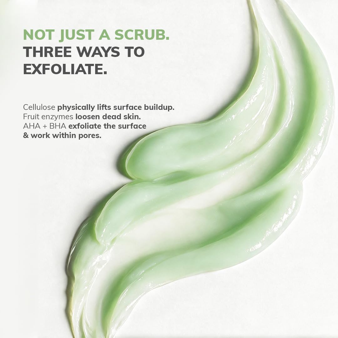 CLAYCO Matcha Enzyme Scrub with AHA & BHA | Gentle Exfoliating Green Tea Scrub for Dead Skin Removal, Blackheads & Pore Cleansing (45g)