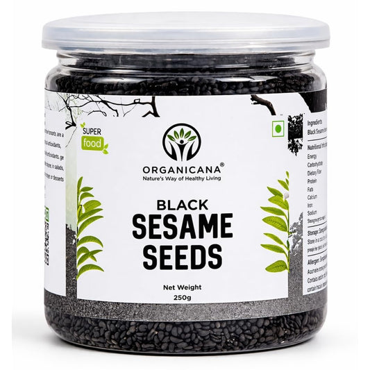 Organicana Black Sesame Seeds (Pack of 1) - Til for Eating | Natural Black Gingelly Oil Seed | Indian Spices for Everyday Essentials | Kaale Til for Weight Loss | Nutrient Rich Black Seeds