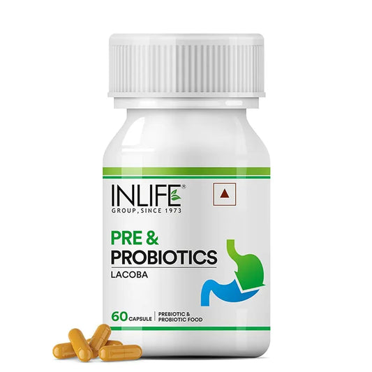 INLIFE Prebiotic and Probiotic Supplement for Gut Health | Lactobacillus Bacteria for Digestive Health Immunity Support| Probiotics for Women Men - 60 Capsules (Pack of 1, 60)