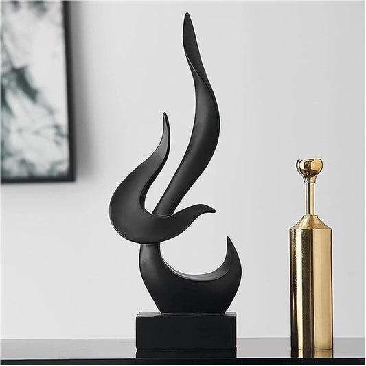 The SECRED Gifts Fire Abstract Ceramic Modern Sculpture by Artistic Home Decor Accent for Shelf Table Living Room | Small Centerpiece Entryway Dining Office Desk | Black Ceramic Showpiece