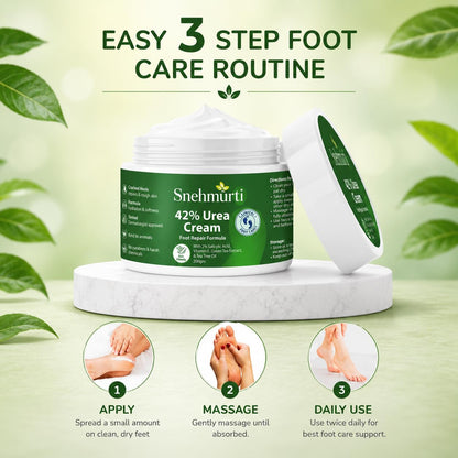 SNEHMURTI 42% Urea Cream for cracked heels with 2% Salicylic Acid 200 g | intensive foot repair formula | skin-friendly | dermatologist-approved