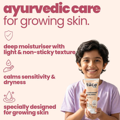 TuCo® Kids Kumkumadi Body Lotion, 3-12 Years, 200ml | Haldi, Manjistha, Red Sandalwood & Kumkumadi, Ayurvedic Moisturising, Paraben, Sulphate & Phthalate Free, Natural Glow