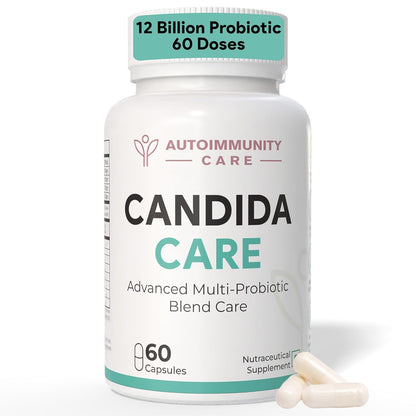 Autoimmunity Care Candida Care – Advanced Probiotics for Candida, Leaky Gut & Gut Health | Probiotics Supplement for Gut Cleanse, Acidity & Bloating Relief | Lactobacillus, Bifidobacterium & S Boulardii | 60 Dose