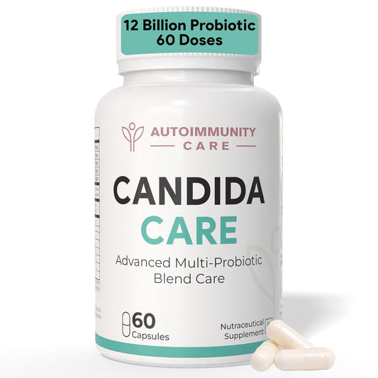 Autoimmunity Care Candida Care – Advanced Probiotics for Candida, Leaky Gut & Gut Health | Probiotics Supplement for Gut Cleanse, Acidity & Bloating Relief | Lactobacillus, Bifidobacterium & S Boulardii | 60 Dose