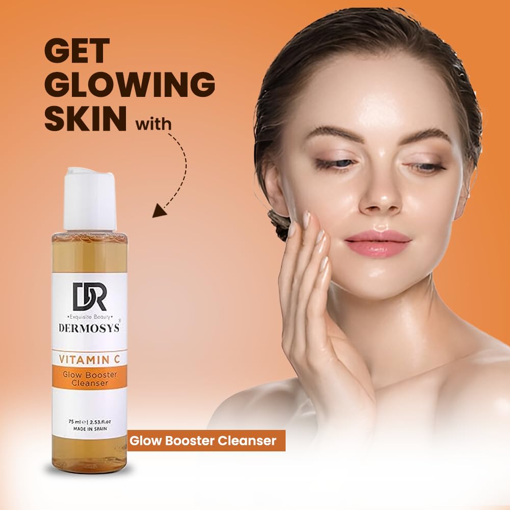 Dermosys Vitamin C Face Wash for Women & Men | Brightening & Oil Control | Glowing Skin Vit C Cleanser for Oily Skin | With AHA | Sulphate & Paraben Free | Daily Use - 75ml