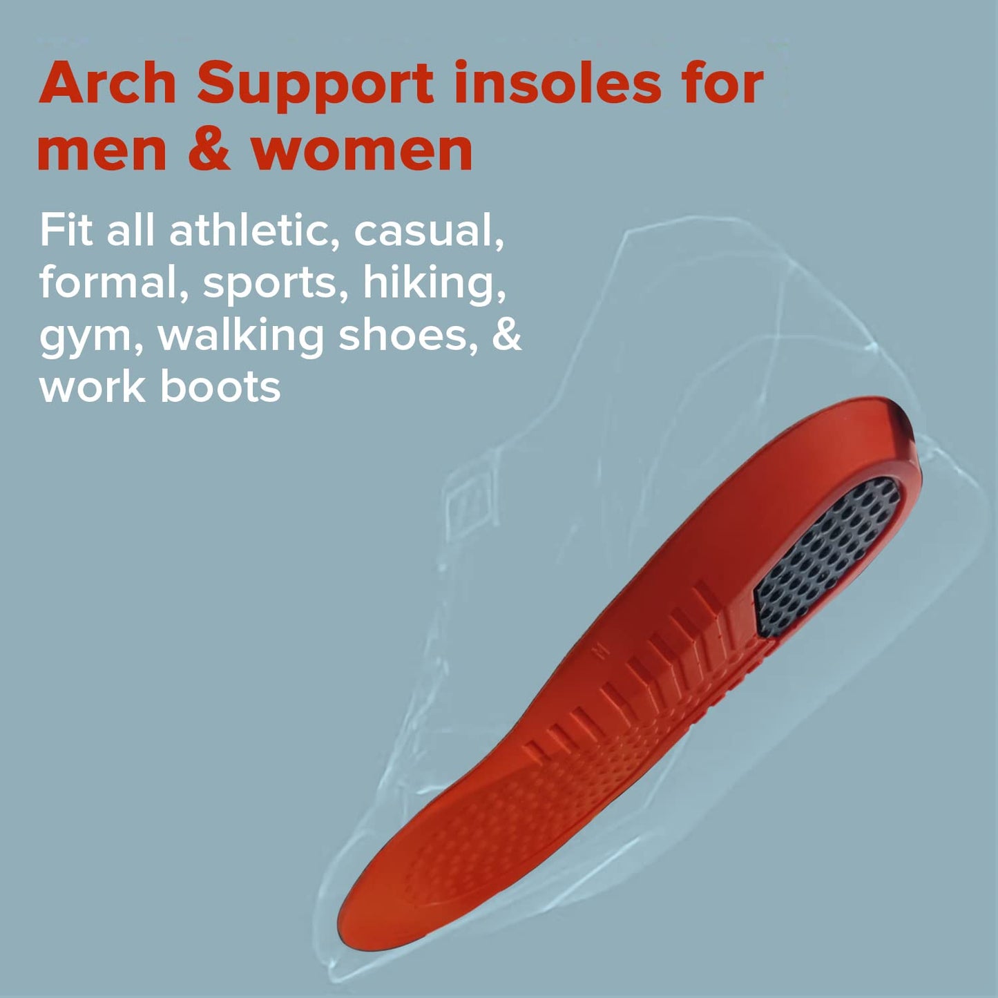 Dr Foot Arch Support Gel Insole Pair | For All-Day Comfort | Shoe Inserts for Flat Feet, Plantar Fasciitis, High Arch, Foot Pain | Full-Length Orthotics | For Men & Women 1 Pair (Large Size)