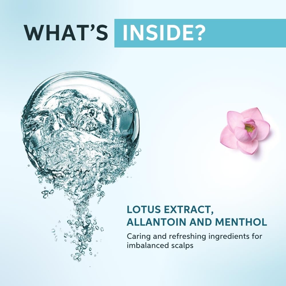 Product packaging with water splash and lotus flower, featuring text about ingredients.
