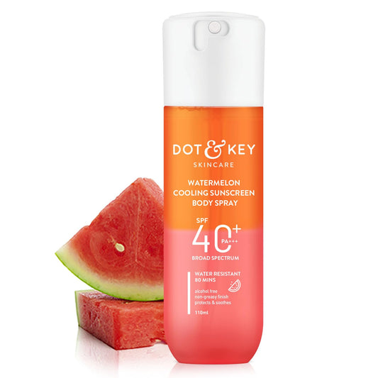 Zephivo DOT & KEY Watermelon Cooling Sunscreen Body Spray Spf 40 Pa+++ For All Skin Types - 110Ml|Sun Protection Lotion|Broad Spectrum Uv Protection|Alcohol Free|Non Greasy & Non Sticky|For Women & Men
