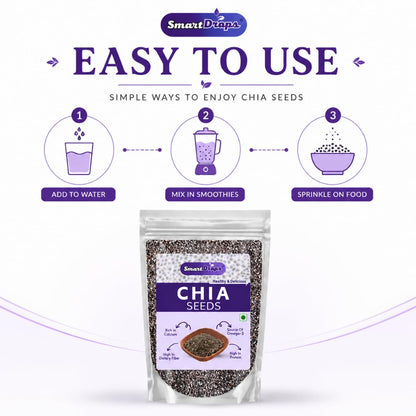 Smartdrops Chia Seeds, Chiaseeds, Raw Chia Seed, Chia Seeds Weight Loss, ChiaSeeds For Weight Loss Daily Use Seed Blend Pack For Drinks Smoothie & Meals For Men And Women - 50gm (Pack 1)