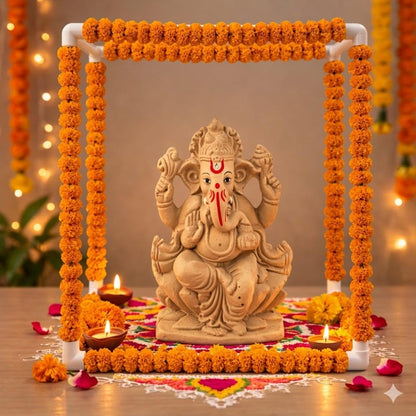 SAUDEEP INDIA 40cm Ganpati Mandap for Ganesh Chaturthi Idol Home Decor | Ganesh Murti Sthapana Stand | DIY Pooja Pandal Backdrop Frame Setup | Home Temple Ganpati Bappa Idol Platform