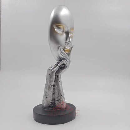 Lady Face Statue Sculptures Showpieces Creative Abstract Design Art Figurine For Home Living Room Decorative Display (Silver Face Lady, 50 Mm, 50 Mm)