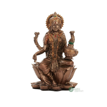 Resin 3" Laxmi Copper Finish Hindu God Statue Laxmi Ji Idol Figurine Decoration and Pooja Gifting Purpose Sculpture House Warming Statue, Religious
