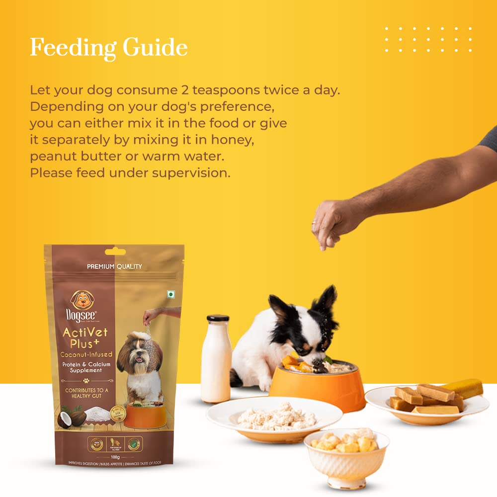 Dogsee Activet Plus+ Coconut - 100g | Protein & Calcium Supplement | Enhances The Taste of Food