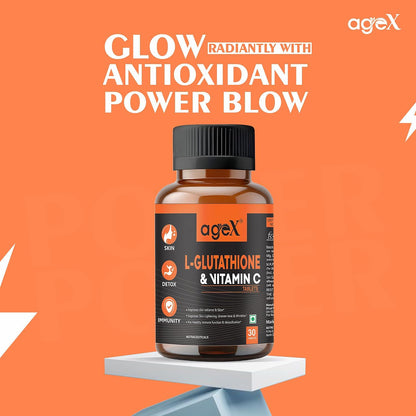 L-Glutathione 500mg + Vitamin C | Advanced Antioxidant & Skin Glow Tablets, Detox Support, Enhance Skin Brightness (500mg) | 30 Tablets (Pack of 1)