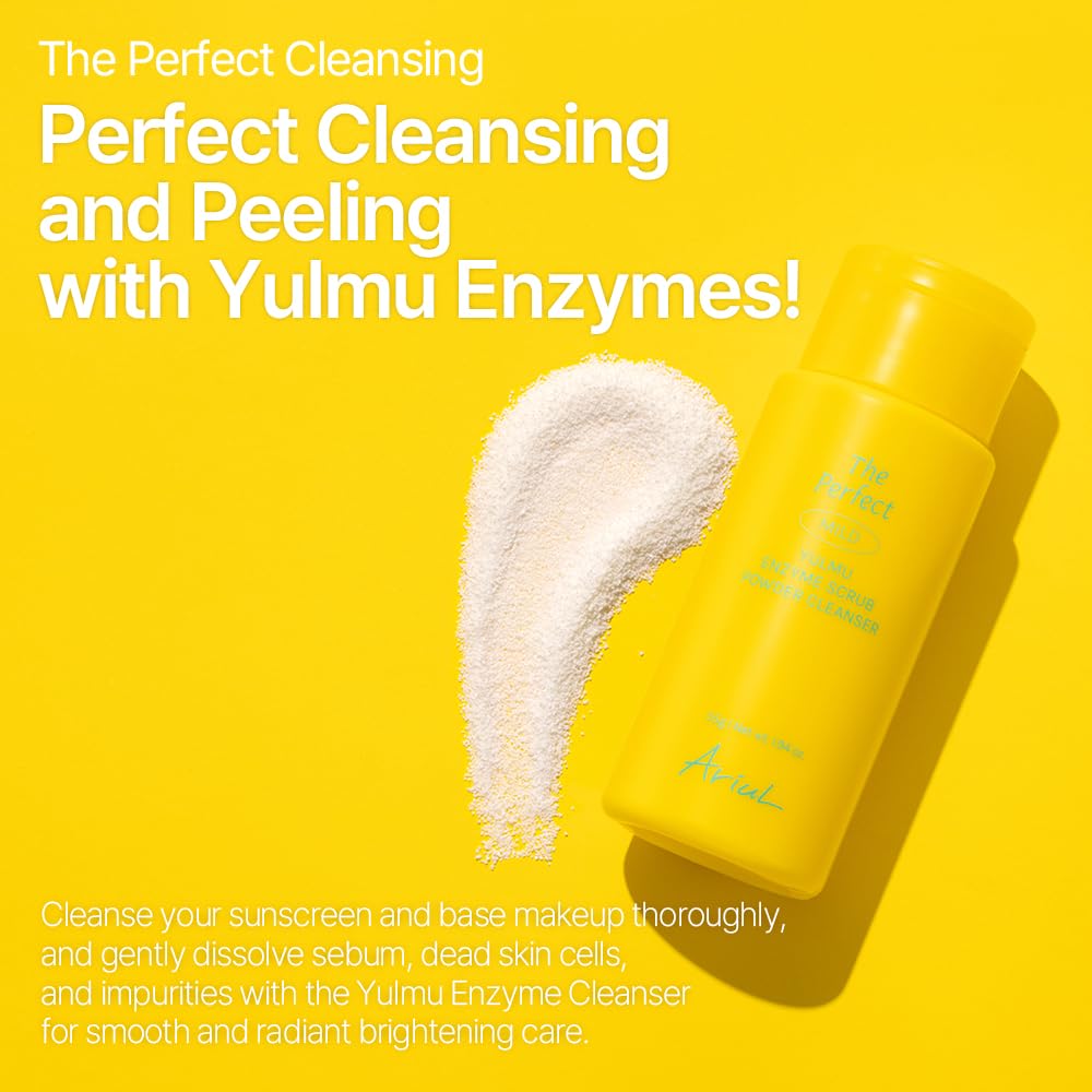 Ariul The Perfect Korea Yulmu Enzyme Scrub Powder Cleanser 55g, Low Powder, Sunscreen and Base Makeup Cleansing, Excess Sebum Removal, Peeling Scrub, Skin Texture Care, Antioxidant