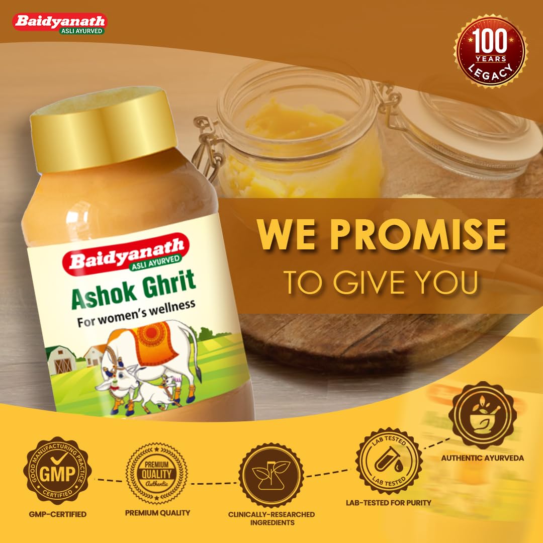 Baidyanath Ashok Ghrita 100 ml | Ayurvedic Wellness For Women | Uterine Support | Anti-Inflammatory & Astringent | Traditional Herbal Remedy