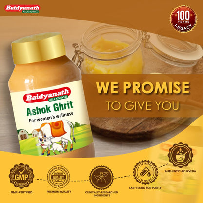 Baidyanath Ashok Ghrita 100 ml | Ayurvedic Wellness For Women | Uterine Support | Anti-Inflammatory & Astringent | Traditional Herbal Remedy