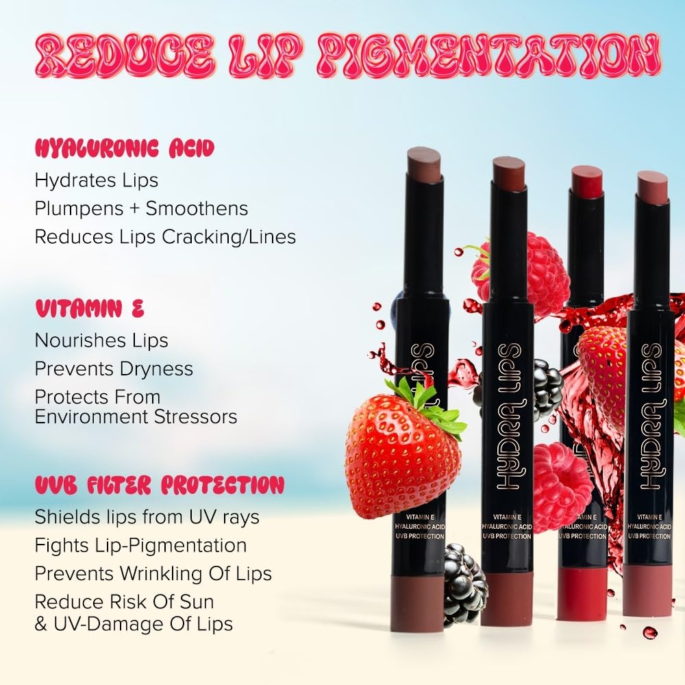 Forever52 Daily Life Hydra Lipstick, Semi-Matte Finish| Enriched with Hyaluronic Acid, Vitamin E & UVB Filter| 97% Lip Darkness Reduction | Vegan & Cruelty Free (CHERRYDROP-11, 2g)