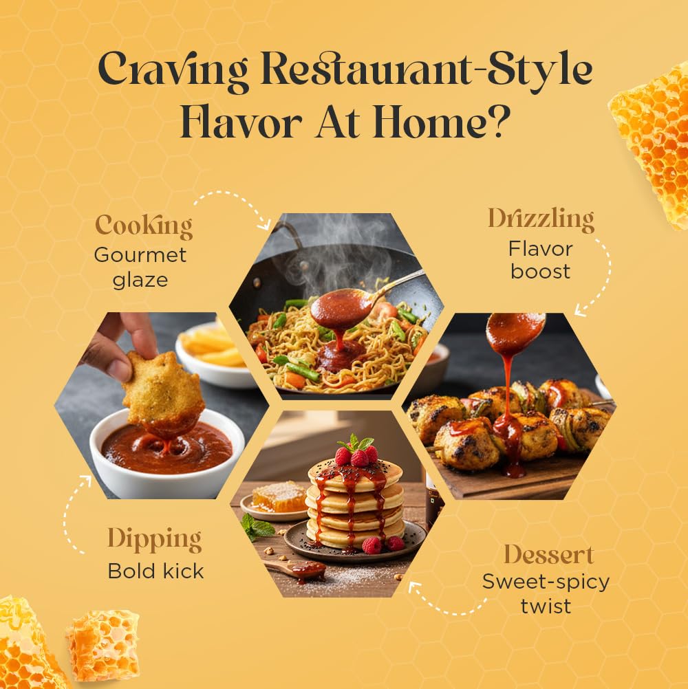 Hexhive Honey Chilli Sauce | Sweet & Spicy Asian-Style Sauce | Made with Real Honey, Tomato Purée & Chilli Flakes | Perfect Dip and Cooking Sauce | No Added Sugar | Natural Sweet-Spicy Glaze | 430g