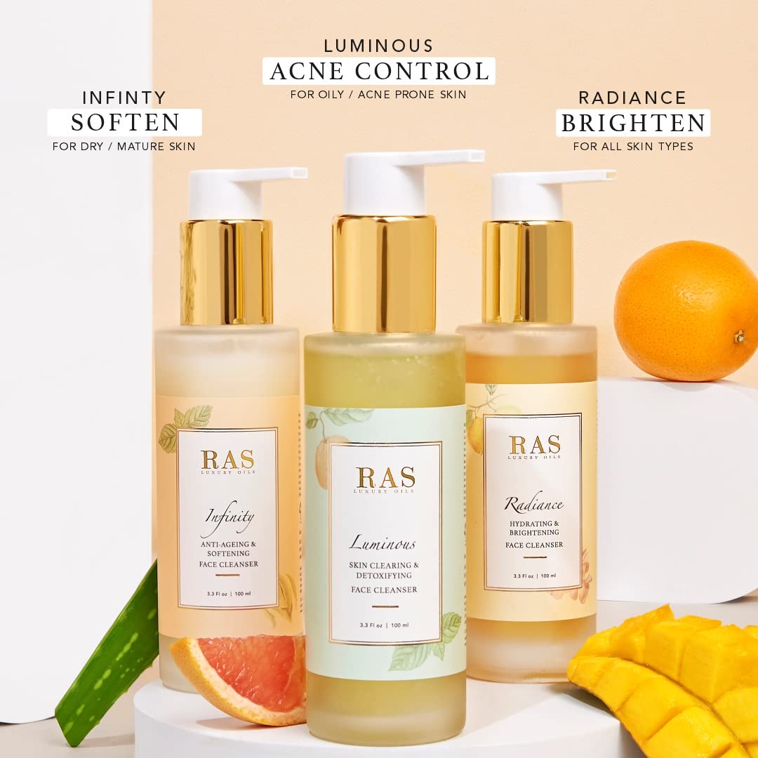 RAS Luxury Oils Infinity Anti Ageing Crème Face Cleanser | Face wash With Calendula, Shea Butter & Red Algae | Soothes Skin, Locks In Moisture, Makes Skin Plump & Supple | Intensely Nourishes