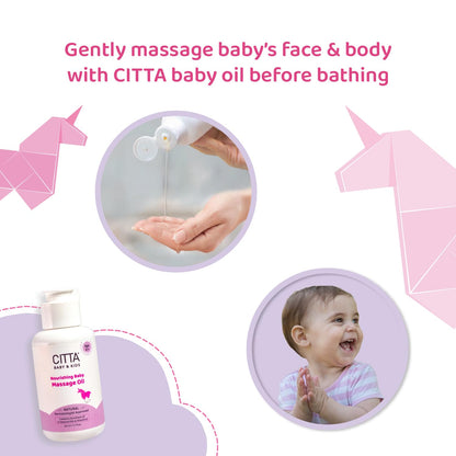 CITTA Natural Baby Massage Oil for New born & Kids | Enriched With Coconut, Olive & Almond oil for baby massage | Promote sleep and growth | Non-Sticky Baby Oil | 50 ml
