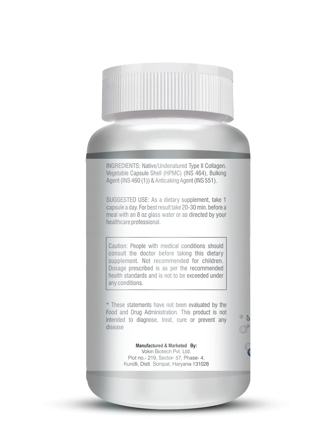 Supplement bottle with label on a white background
