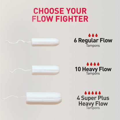 Tampons with different flow levels on a beige background