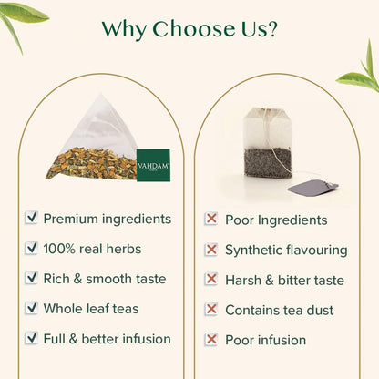 VAHDAM, Vedic Kadha Infusion Bags – 50 Pyramid Bags | Caffeine Free | Botanical Tisane – Earthy & Savory | Resealable Ziplock Pouch