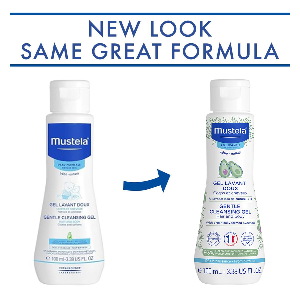 Mustela Baby Body Wash and Shampoo with Avocado 100ml – Head to Toe Wash for Bath | Baby Shampoo | Gentle Cleansing Gel with Vitamin B5