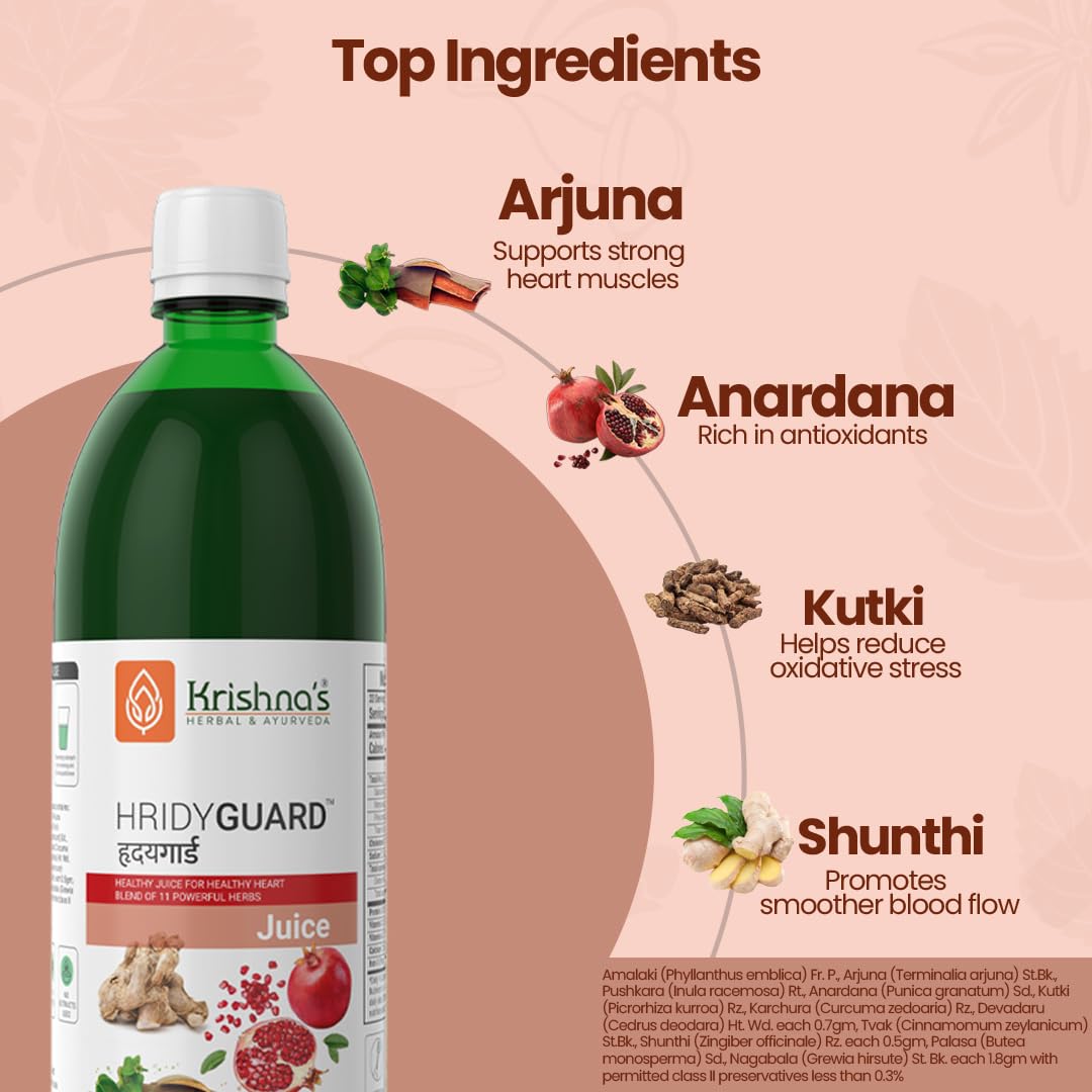 Krishna's Hridyguard Juice – Enriched With 11 herbs - Herbal Extract Drink for Daily Wellness - 1000 ml
