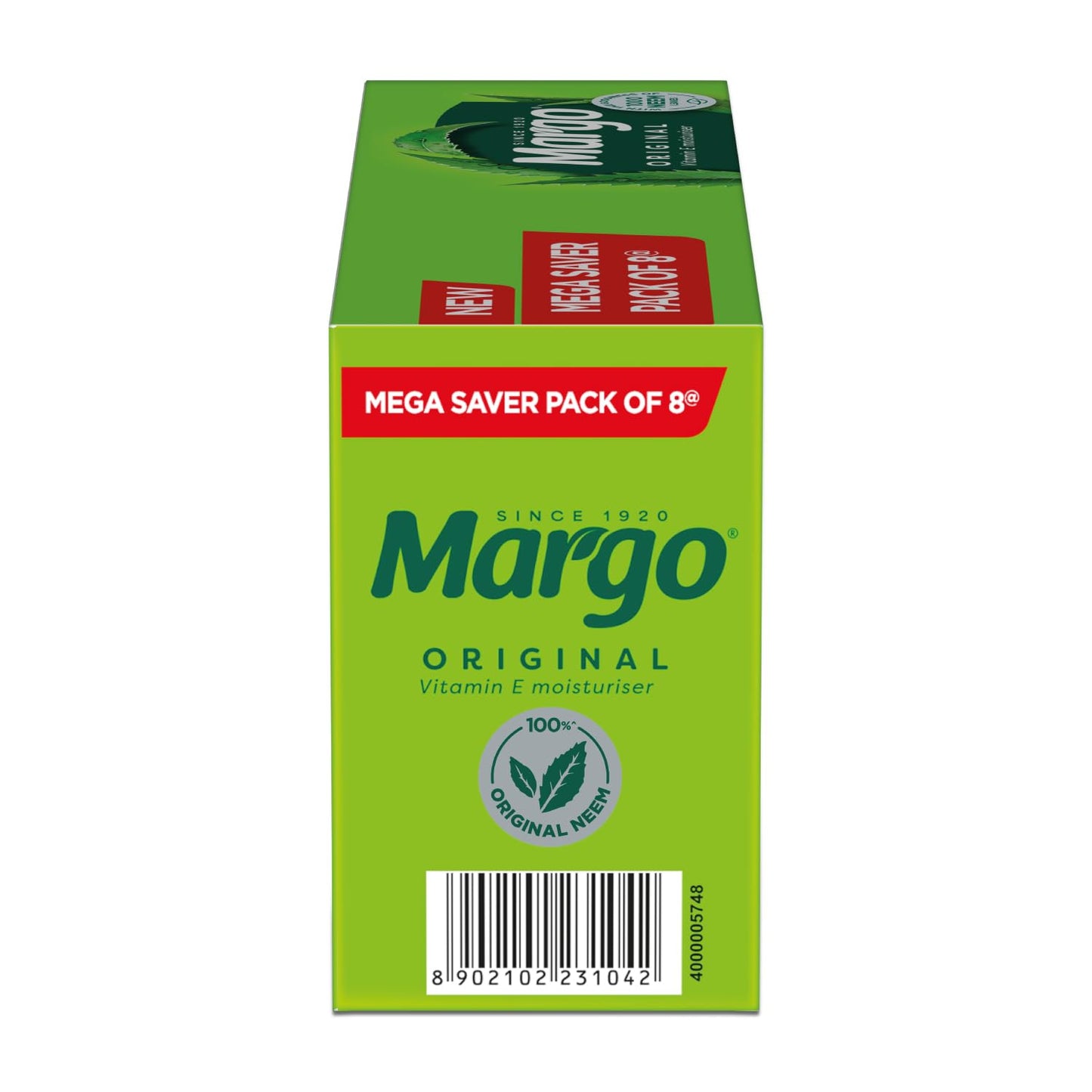 Margo Original Neem Soap 125gm X 8 | Powered With Goodness of 1000 Natural Neem Leaves | Soap for Clear and Beautiful Skin | Infused with Vitamin E for Moisturising