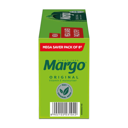 Margo Original Neem Soap 125gm X 8 | Powered With Goodness of 1000 Natural Neem Leaves | Soap for Clear and Beautiful Skin | Infused with Vitamin E for Moisturising