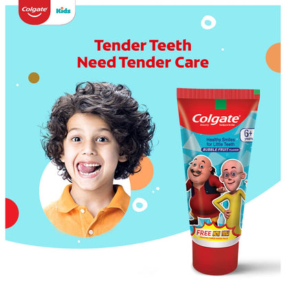 Colgate Kids Batman Manual Toothbrush (Pack of 3,Multicolor) & Colgate Kid's Motu Patlu Anticavity Bubble Fruit Flavour Toothpaste- 80g COMBO