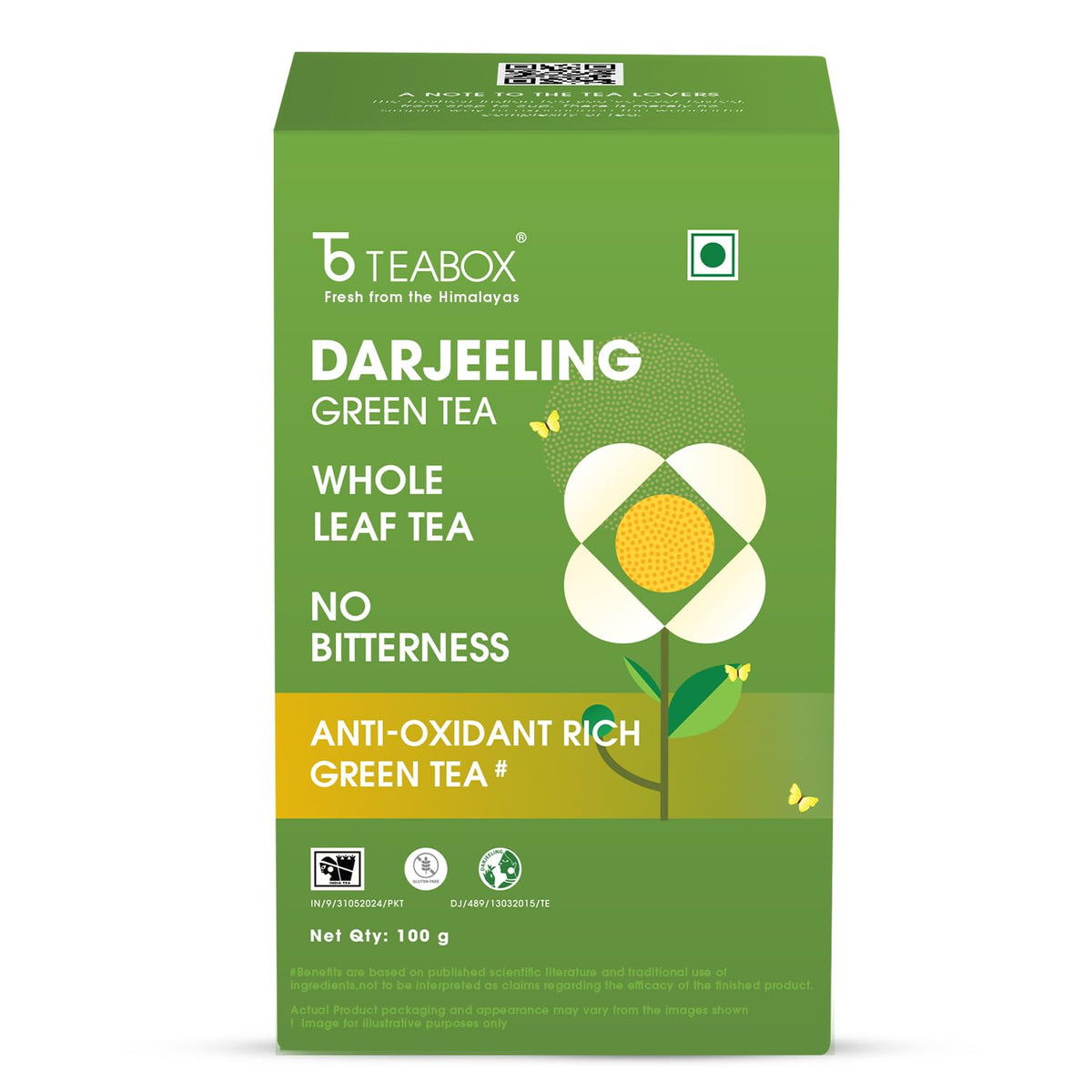 Teabox Green Tea Loose Leaves | Made with Whole Leaf, Sourced from Highlands | 0% Bitterness Assured | 100G