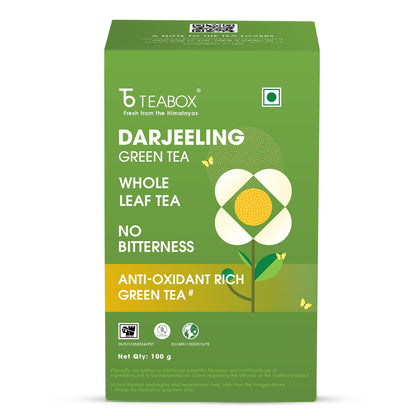 Teabox Green Tea Loose Leaves | Made with Whole Leaf, Sourced from Highlands | 0% Bitterness Assured | 100G