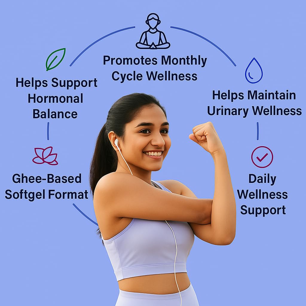 BBETTER GynoUrja Women’s Wellness | Ayurvedic Shatavari Softgels for Hormonal Balance, Menstrual Cycle & Urinary Health | Natural Supplement – 60 Softgels