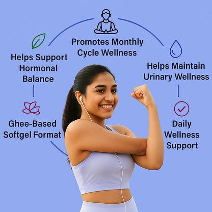 BBETTER GynoUrja Women’s Wellness | Ayurvedic Shatavari Softgels for Hormonal Balance, Menstrual Cycle & Urinary Health | Natural Supplement – 60 Softgels