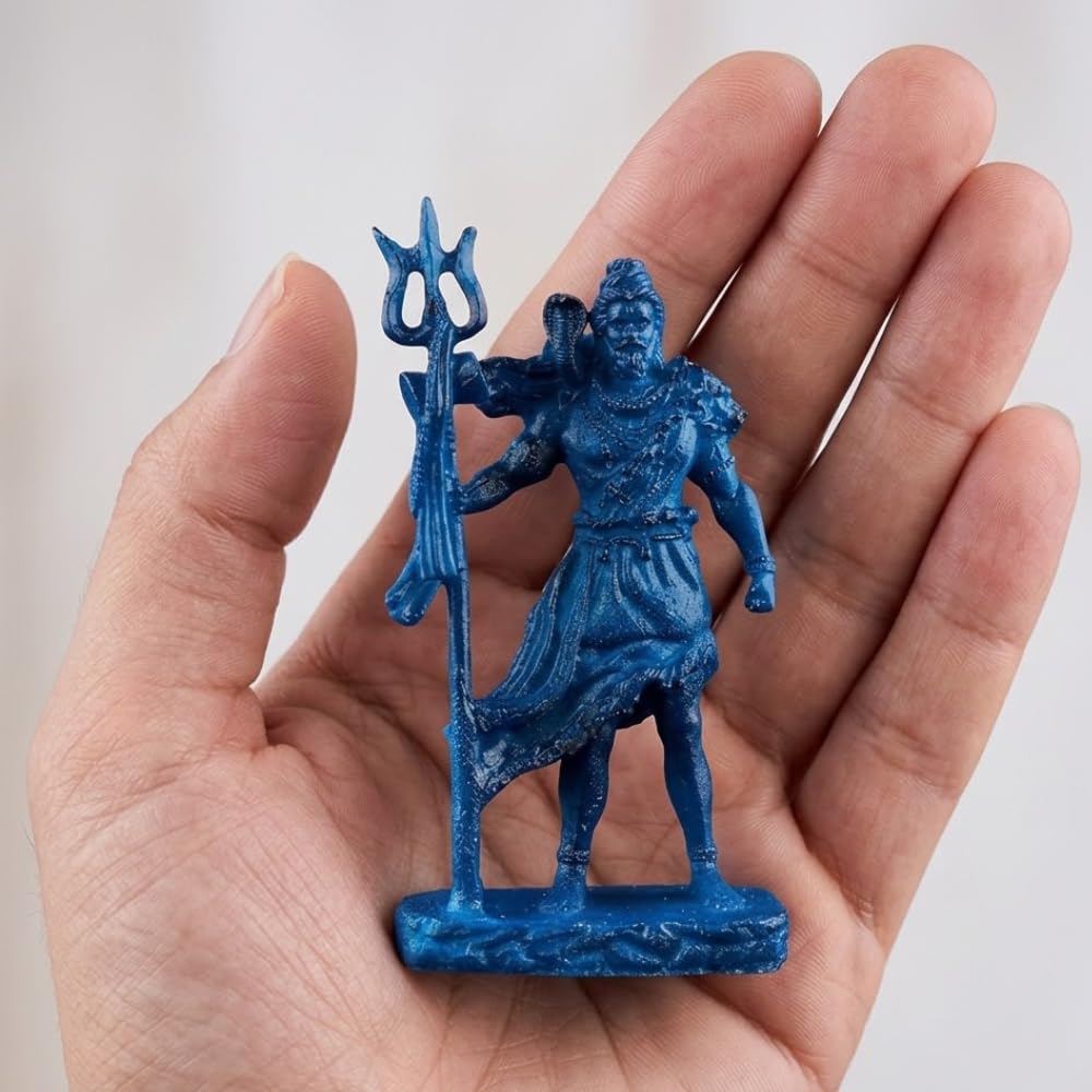 Shivji Idol for Car Dashboard, Home Temple & Office Desk | Compact Resin Mahadev Murti for Puja Room, Table Decor & Spiritual Gift | Small Lord Shiva Statue (Lord Shiva Statue with Trishul)