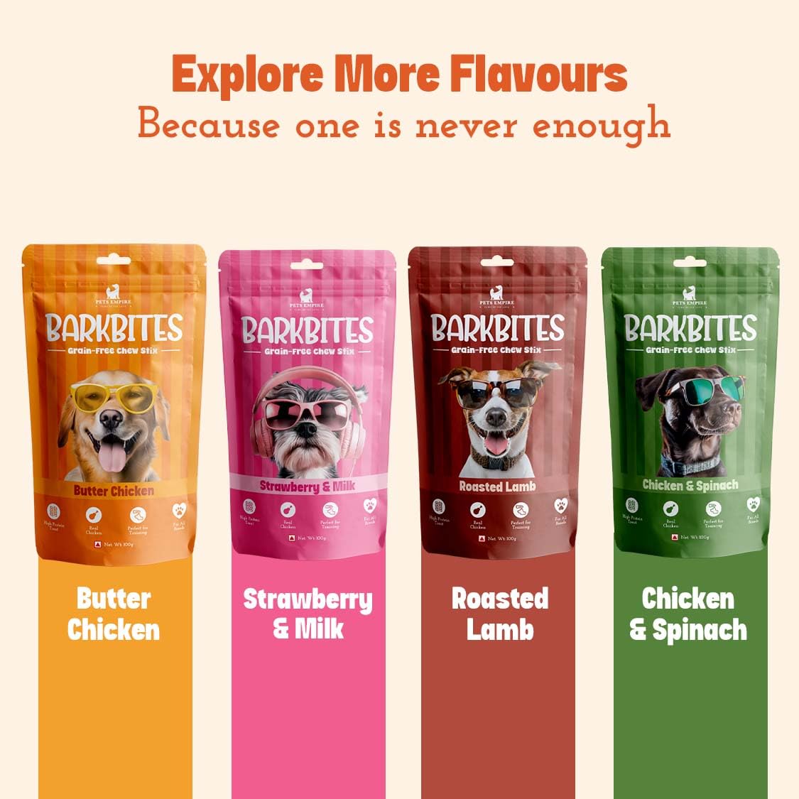 PETS EMPIRE BARKBITES Chicken & Carrot Dog Chew Sticks | Grain-Free Soft Dog Treats | High Protein Training Snacks | Made with Real Chicken & Carrot | Healthy & Digestive Support | 100g