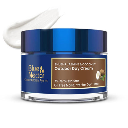 Blue Nectar Coconut Face Cream with SPF 30 Sunscreen for Women | Plant Based Oil Free Moisturizer for Face with Vitamin E | Brightening Sunscreen for Oily, Dry & Sensitive Skin (16 Herbs, 50g)