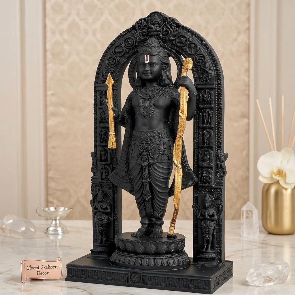 Polyresin 3D Ram Lalla Ayodhya Idol Statue Showpiece Murti for Home Decor Decoration Gift Gifting Items
